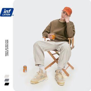 Button-hem Straight-cut Pants