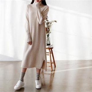 Turtle-neck Wool Blend Long Dress
