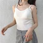 Frilled Slim-fit Knit Camisole Top