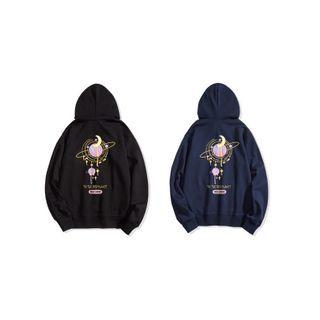 Long-sleeve Planet Printed Hooded Sweatshirt