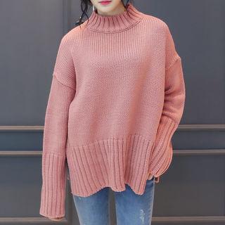 High-neck Ribbed Sweater