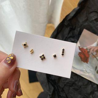 Rhinestone Stud Earring 5 Pcs - S925 Sterling Silver - One Size