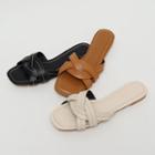 Braided Pleather Slide Sandals