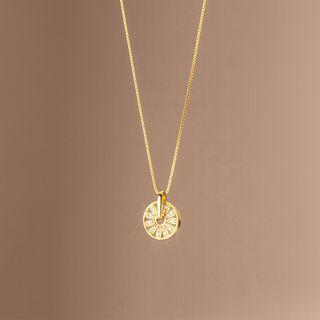 Rhinestone Pendant Sterling Silver Necklace Necklace - S925 Silver - Gold - One Size