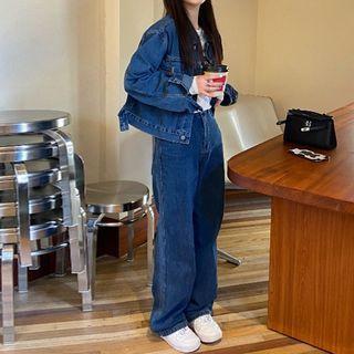 Denim Jacket / High Waist Wide Leg Jeans