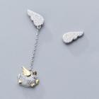 Flying Pig Non-matching Earring 1 Pair - S925 Silver - Gold & Silver - One Size