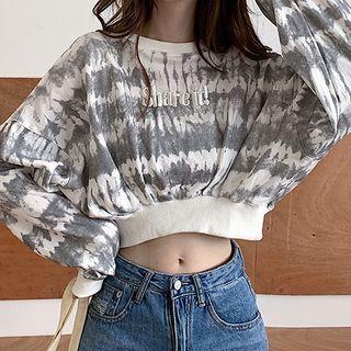 Round-neck Long-sleeve Cropped Print Sweatshirt