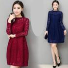 3/4 Sleeve Fleece-lining Lace Dress