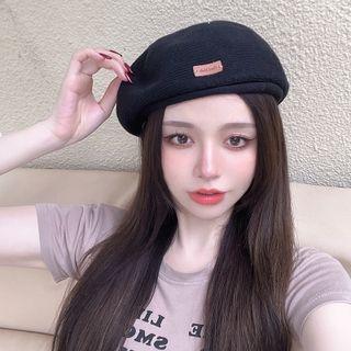 Applique Beret 55-58cm - Black - One Size