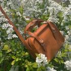 Faux Leather Plain Crossbody Bag Brown - One Size