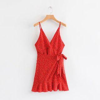 Strappy A-line Ruffle Dress
