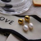 Freshwater Pearl Dangle Earring 1 Pair - Gold & Pearl White - One Size