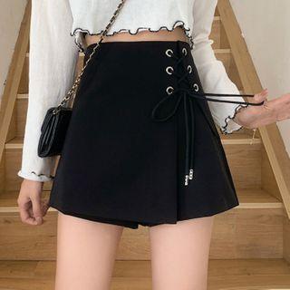 Asymmetric Lace-up High-waist Skorts