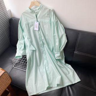 Plain Shirtdress Green - One Size