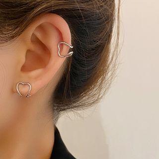 Heart Ear Cuff 1 Pair - Love Heart Ear Cuff - One Size