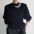 Mock-neck Chain Strap Sweatshirt