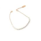 Faux-pearl Beaded Silver Bracelet Rose Gold - One Size