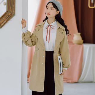 Balloon-sleeve Buttoned Trench Coat