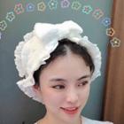 Lace Trim Bow Headband White - One Size