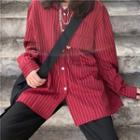 Striped Shirt Wine Red - One Size