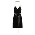 Halter Velvet Dress