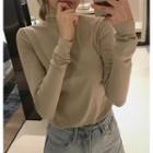 Cowl-neck Long Sleeve Plain T-shirt