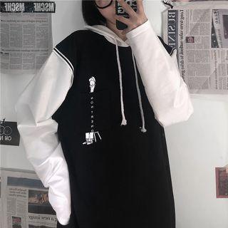 Mock Two-piece Graphic Print Hoodie
