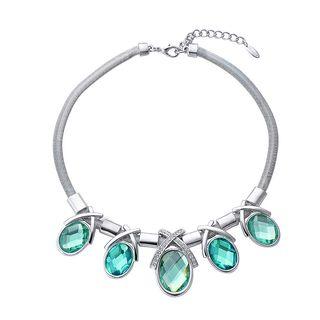 Fashion Oval Necklace With Green Cubic Zircon
