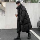 Stand-collar Plain Long Padded Jacket
