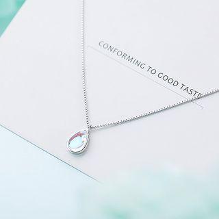 925 Sterling Silver Stone Droplet Pendant Necklace As Shown In Figure - One Size