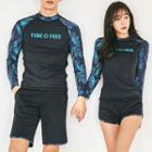 Couple Matching Set: Long-sleeve Swim Top + Shorts (various Designs)