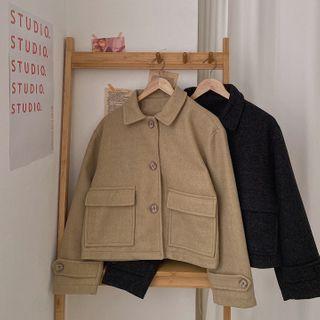 Collared Flap-pocket Short Jacket