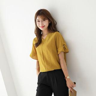 V-neck Bow-sleeve Top
