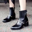 Eyelet Detailed Chunky Heel Ankle Boots