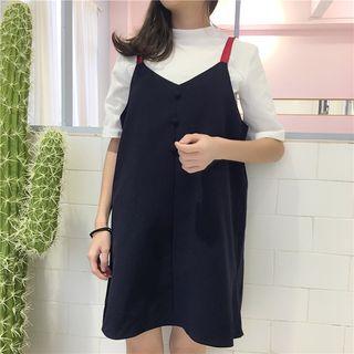 Color Panel Spaghetti Strap Dress