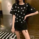 Elbow-sleeve Sequined Star T-shirt