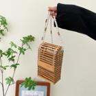 Beaded Bamboo Shoulder Bag Khaki - One Size