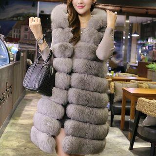 Hooded Fluffy Midi Vest