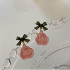 Bow Rose Resin Dangle Earring Type A - 1 Pair - Pink - One Size