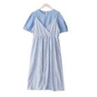 Round-neck Plain Top / V-neck Dotted A-line Dress