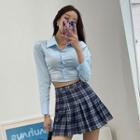 Colored Slim-fit Cropped Shirt