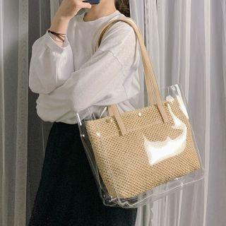Pvc & Straw Tote Bag