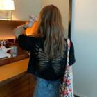 Short-sleeve Mesh Butterfly Cropped T-shirt