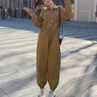 Plain Drawstring-waist Jumpsuit
