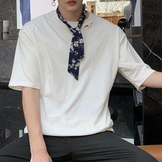 Set: Short-sleeve Plain T-shirt + Printed Tie