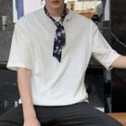 Set: Short-sleeve Plain T-shirt + Printed Tie