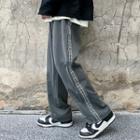 Print Paneled Wide Leg Jeans