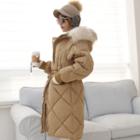 Faux-fur Hooded Quilted Jacket