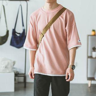Short-sleeve Mock Two-piece Loose-fit T-shirt