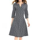 Melange 3/4-sleeve V-neck A-line Dress